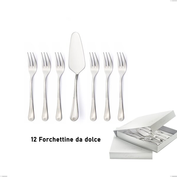 Confezione a libro 13 pezzi, forchettine pi� paletta dolce Firenze, Acciaio inox 18.10 (Aisi304) , spessore 2.5 mm