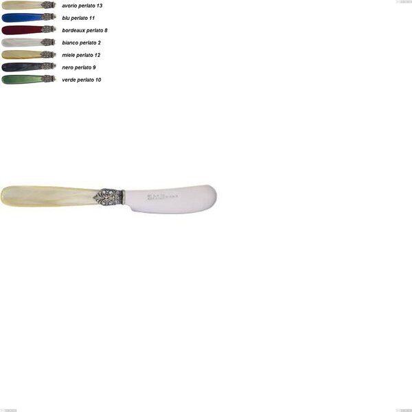 Spalmaburro piccolo georgian, Acciaio 18/10 AISI 304 Lucido manicatura acrilico perlato, lunghezza 143 mm