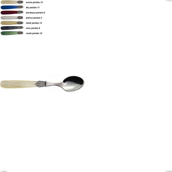 Cucchiaino moka georgian, Acciaio 18/10 AISI 304 Lucido manicatura acrilico perlato, lunghezza 135 mm