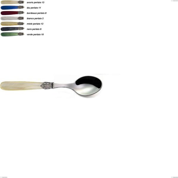 Cucchiaino caff� georgian, Acciaio 18/10 AISI 304 Lucido manicatura acrilico perlato, lunghezza 145 mm