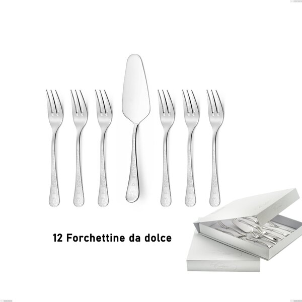 Confezione a libro 13 pezzi, forchettine pi� paletta dolce Hermitage, Acciaio lucido 18.10 (AISI304), spessore 2.5 mm