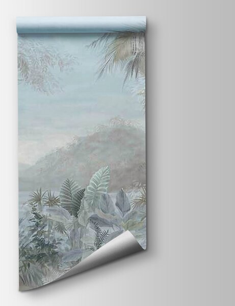 Carta da parati Pittura di un paesaggio con alberi e piante, Carta da parati Foresta, Carta da parati popolare, u67284 - Tapeko.it