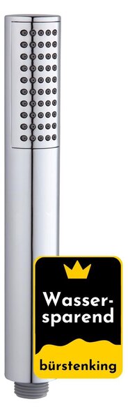 Soffione doccia Bürstenking, a risparmio idrico, filettatura di collegamento G ½", facile da montare, doccetta facile da pulire, con ugelli in silicone, cromato