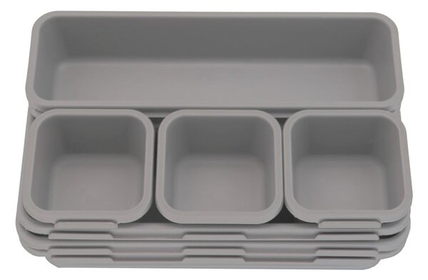 Set di 8 organizzatori per cassetti in plastica grigi - Addis