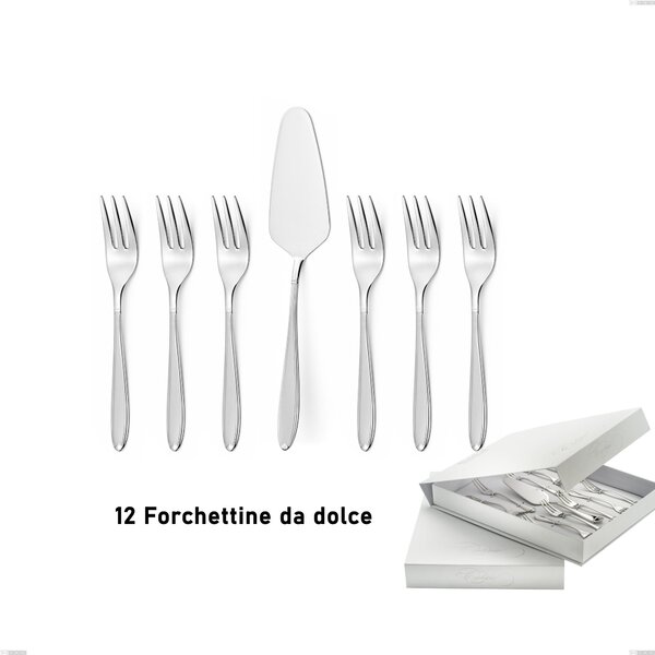 Confezione a libro 13 pezzi, forchettine pi� paletta dolce Kappa Sabbiato, 18/10 (AISI304) , spessore 2,5 mm