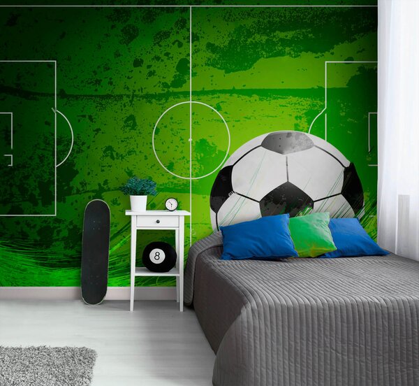 Carta da parati Pallone da calcio su un campo verde, Carta da parati popolare, Carta da parati popolare, u72784 - Tapeko.it