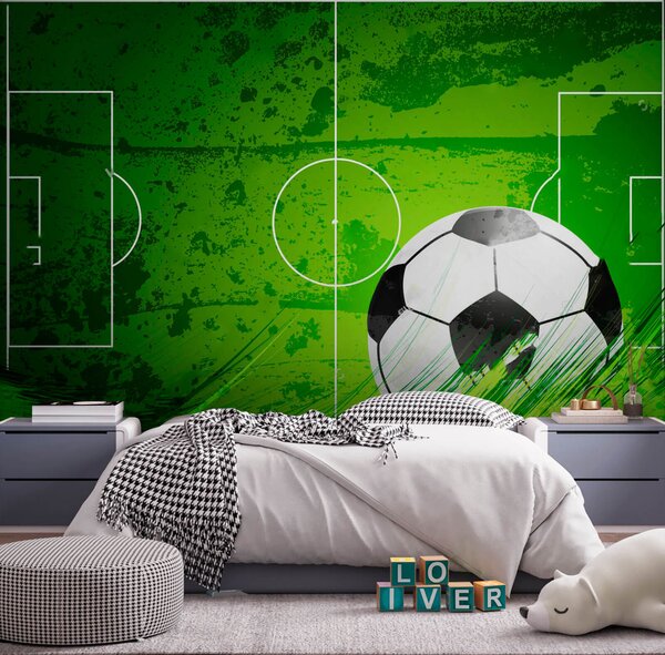 Carta da parati Pallone da calcio su un campo verde, Carta da parati popolare, Carta da parati popolare, u72784 - Tapeko.it