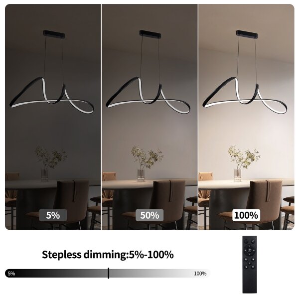 Brilagi-LED Lampada a sospensione dimmerabile su cavo TWISTER LED/60W/230V 3000-6000K nera + telecomando