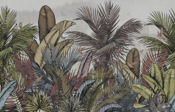 Carta da parati Gruppo di piante tropicali, Carta da parati Natura, Carta da parati popolare, u73558 - Tapeko.it