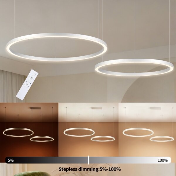 Brilagi - Lampadario LED dimmerabile su cavi PORTOFINO LED/98W/230V argento + telecomando