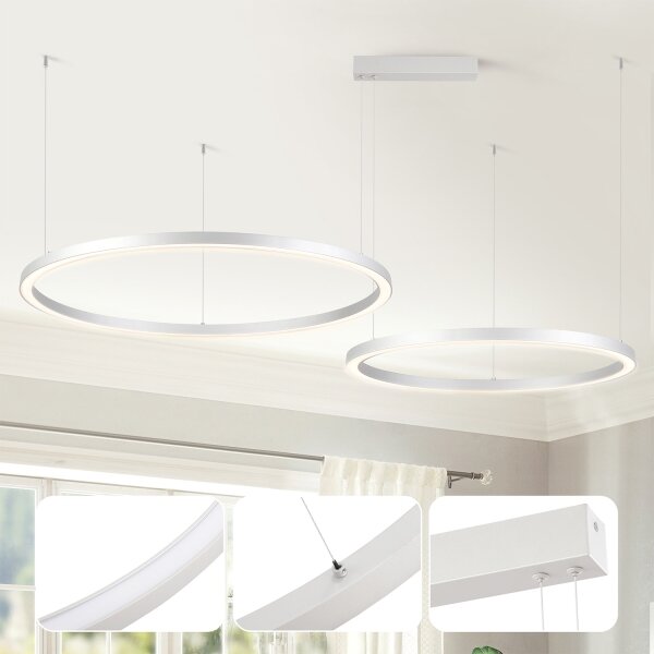 Brilagi - Lampadario LED dimmerabile su cavi PORTOFINO LED/98W/230V argento + telecomando