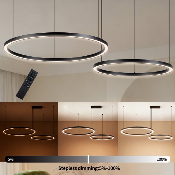 Brilagi - Lampadario dimmerabile a cavo LED PORTOFINO LED/98W/230V nero + telecomando