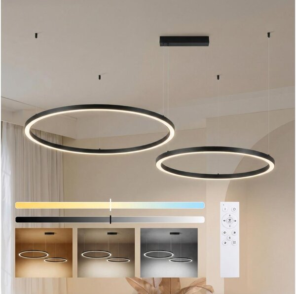Brilagi - Lampadario dimmerabile a cavo LED PORTOFINO LED/98W/230V nero + telecomando