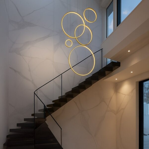 Lampadario a cavo LED SATURNO LED/100W/230V dorato