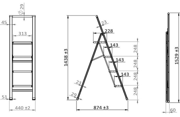 Scala a gradini pieghevole, altezza 153 cm - Wenko