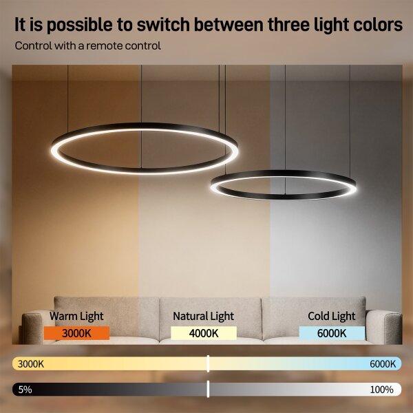 Brilagi - Lampadario dimmerabile a cavo LED PORTOFINO LED/98W/230V nero + telecomando