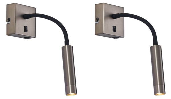 Set di 2 Applique Moderne Color Canna di Fucile con USB-C - Gosna