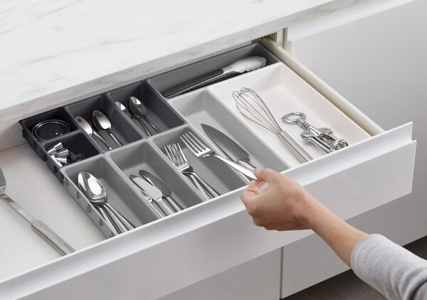 Organizzatore per cassetti variabili grigio Blox - Joseph Joseph