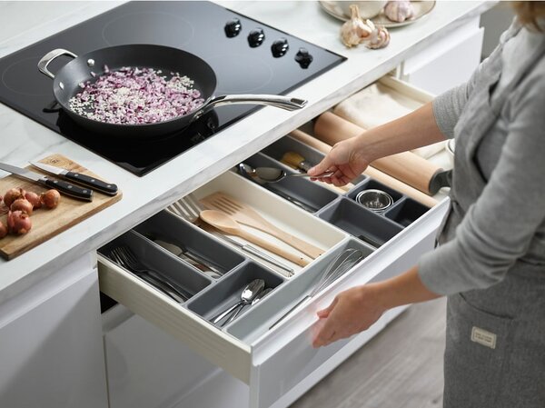 Organizzatore per cassetti variabili grigio Blox - Joseph Joseph