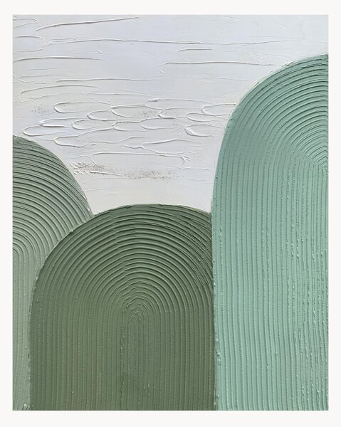 Quadro su tela dipinto a mano Green Curves