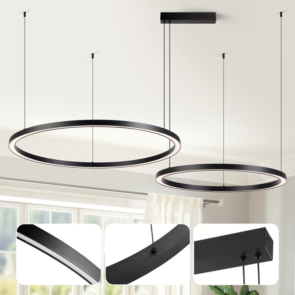 Brilagi - Lampadario dimmerabile a cavo LED PORTOFINO LED/98W/230V nero + telecomando