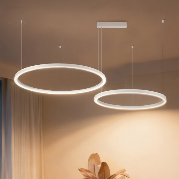 Brilagi - Lampadario LED dimmerabile a sospensione con cavo PORTOFINO LED/98W/230V bianco + telecomando