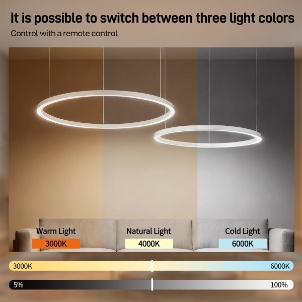 Brilagi - Lampadario LED dimmerabile a sospensione con cavo PORTOFINO LED/98W/230V bianco + telecomando