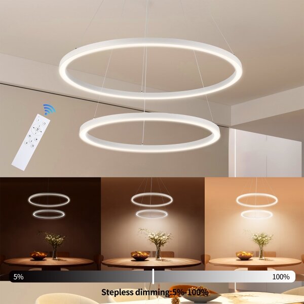 Brilagi - Lampadario LED dimmerabile a cavo PORTOFINO LED/98W/230V diam. 80 cm bianco + telecomando