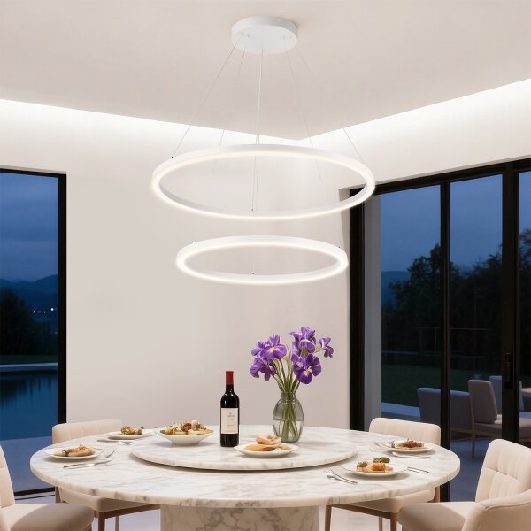 Brilagi - Lampadario LED dimmerabile a cavo PORTOFINO LED/98W/230V diam. 80 cm bianco + telecomando