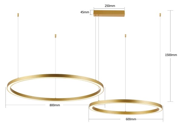 Brilagi - Lampadario LED dimmerabile su cavo PORTOFINO LED/98W/230V oro + telecomando