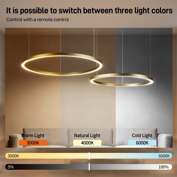 Brilagi - Lampadario LED dimmerabile su cavo PORTOFINO LED/98W/230V oro + telecomando