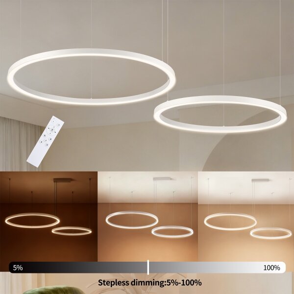 Brilagi - Lampadario LED dimmerabile a sospensione con cavo PORTOFINO LED/98W/230V bianco + telecomando