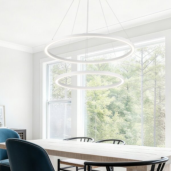 Brilagi - Lampadario LED dimmerabile a cavo PORTOFINO LED/98W/230V diam. 80 cm bianco + telecomando