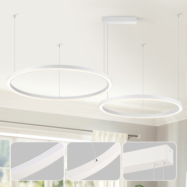 Brilagi - Lampadario LED dimmerabile a sospensione con cavo PORTOFINO LED/98W/230V bianco + telecomando