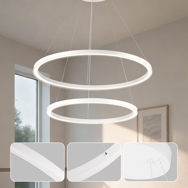 Brilagi - Lampadario LED dimmerabile a cavo PORTOFINO LED/98W/230V diam. 80 cm bianco + telecomando