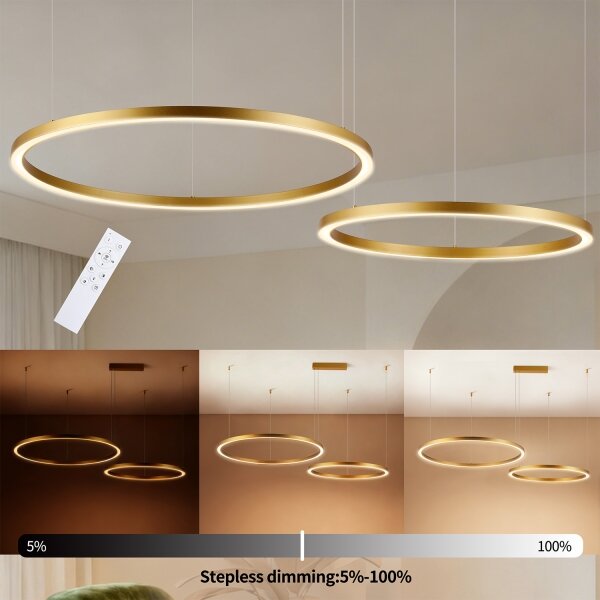 Brilagi - Lampadario LED dimmerabile su cavo PORTOFINO LED/98W/230V oro + telecomando