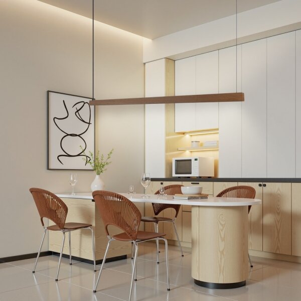 Immax NEO 07304L - Lampada a sospensione LED dimmerabile MADEIRA su cavo 33W/230V Wi-Fi Tuya 152 cm rovere