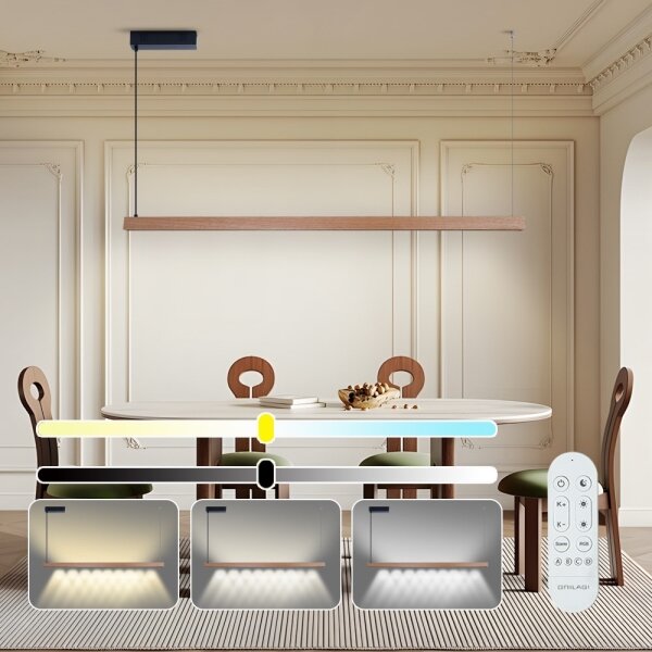 Immax NEO 07304L - Lampada a sospensione LED dimmerabile MADEIRA su cavo 33W/230V Wi-Fi Tuya 152 cm rovere