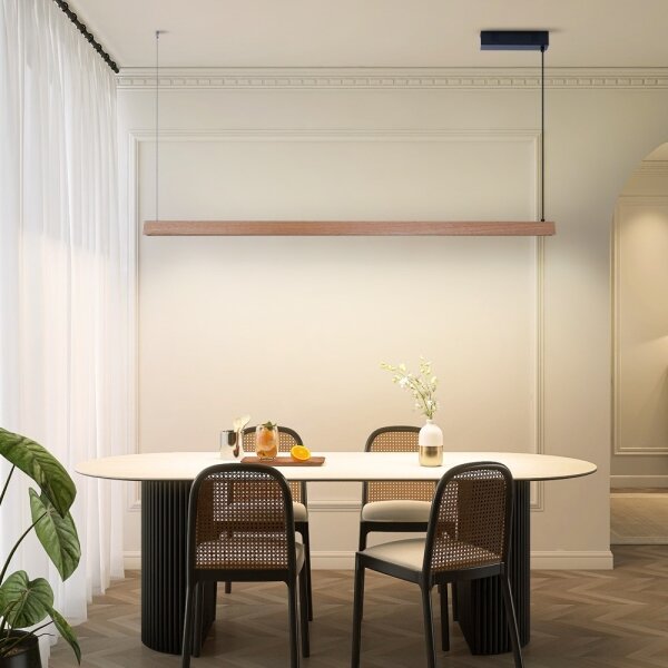 Immax NEO 07304L - Lampada a sospensione LED dimmerabile MADEIRA su cavo 33W/230V Wi-Fi Tuya 152 cm rovere