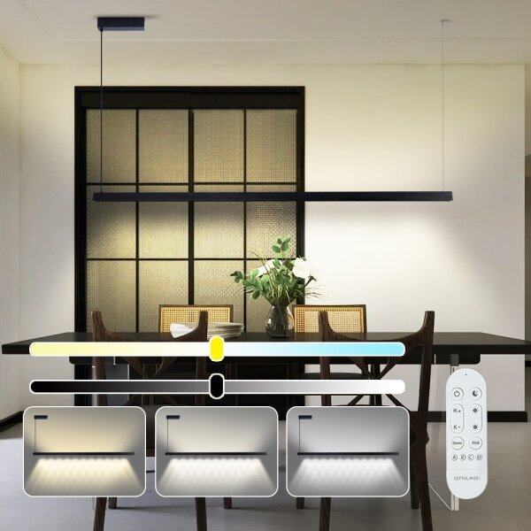 Immax NEO 07308L-LED Lampada a sospensione dimmerabile con cavo MADEIRA 44W/230V Wi-Fi Tuya 202 cm nero