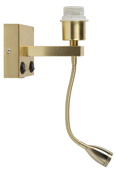 Applique Art Déco oro con USB e braccio flessibile - Brescia Combi
