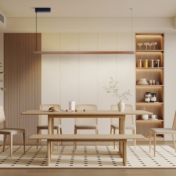 Immax NEO 07305L - Lampadario LED dimmerabile su cavo MADEIRA 44W/230V Wi-Fi Tuya 202 cm rovere