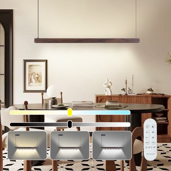 Immax NEO 07300L-LED Lampada a sospensione dimmerabile su cavo MADEIRA 26 W/230 V Wi-Fi Tuya 122 cm noce