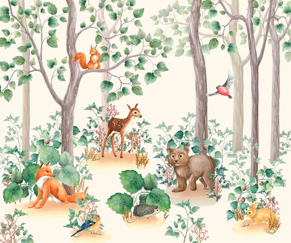 Carta da parati Sfondo con animali nella foresta, Carta da parati Natura, Carta da parati popolare, u79629 - Tapeko.it