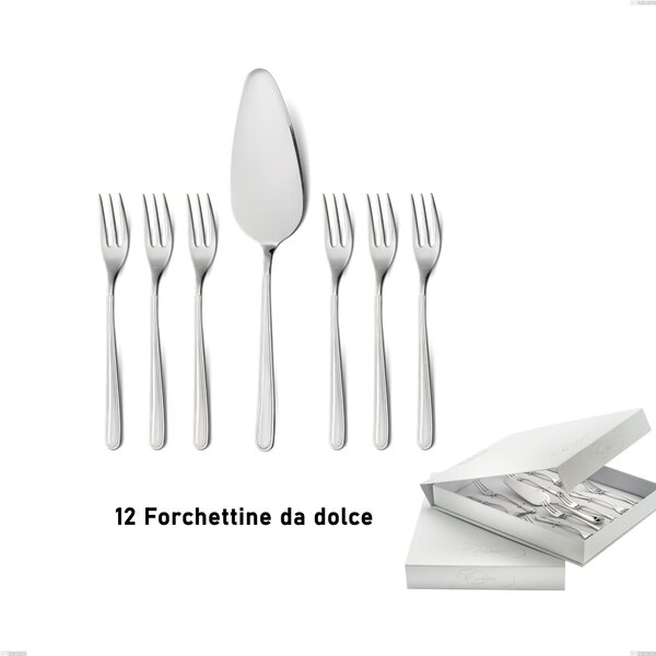 Confezione a libro 13 pezzi, forchettine pi� paletta dolce medea, Acciaio inox Aisi 304 lucido, spessore 3 mm