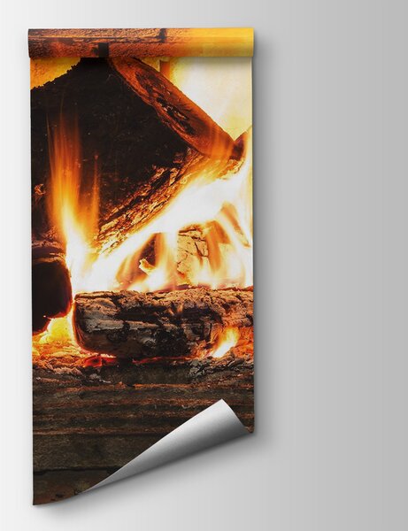 Carta da parati Fuoco in un camino, Carta da parati Sotto la Pietra, Carta da parati popolare, u83691 - Tapeko.it