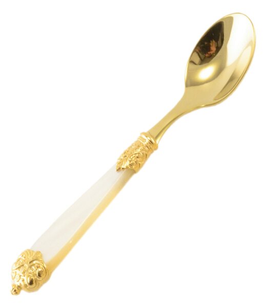 Cucchiaino da caff� Mirage in Ghiere oro Tin Gold 18.10 (AISI 304) manico perlato doppia ghiera lavabili in lavastoviglie Avorio Perlato