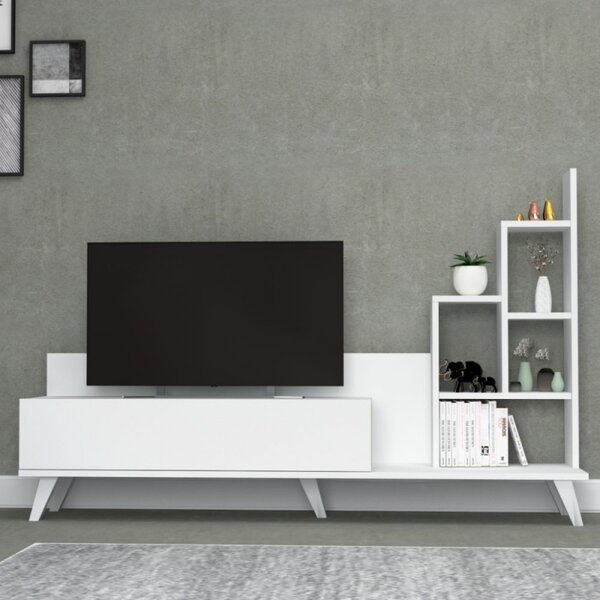 Mobile porta tv con libreria bingo bianco