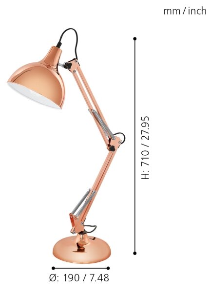 Eglo 94704 - Lampada da tavolo BORGILLIO 1xE27/40W/230V