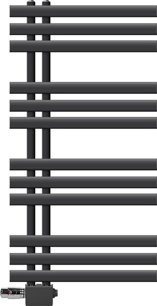 LuxeBath radiatore bagno Iron EM 500x1000mm Antracite Connessione laterale Set di connessione Termostato Universale Angolare e passante, senza elemento riscaldante